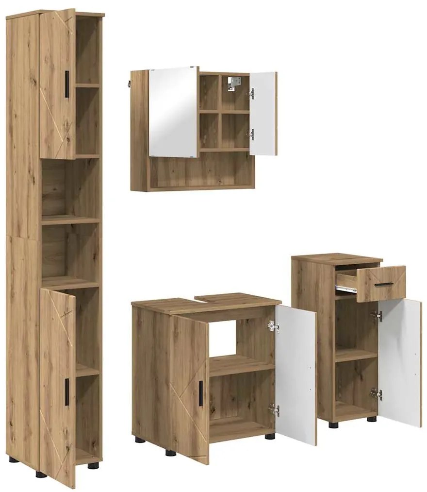 vidaXL Σετ Επίπλων Μπάνιου 4 pcs artisan δρυς 61 x 35 x 64 εκ.