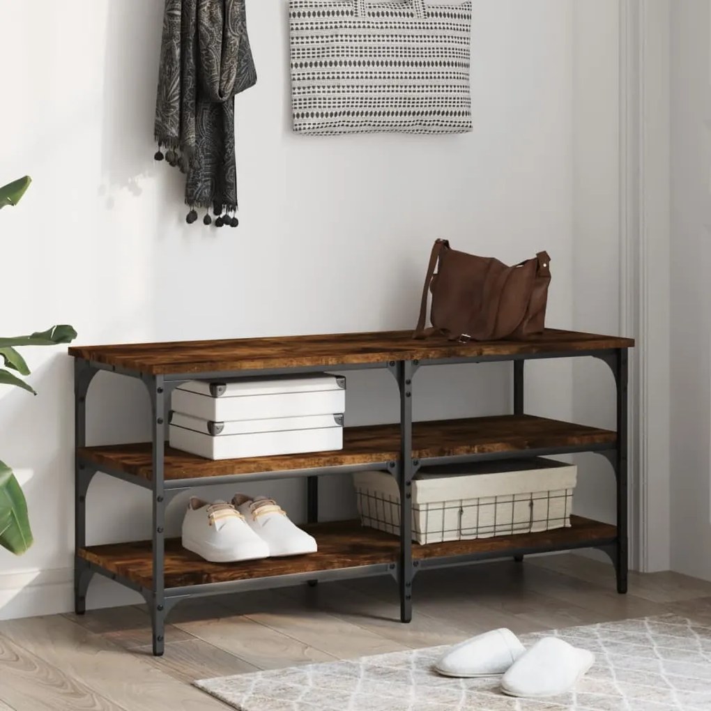 vidaXL Παπουτσοθήκη Καπνιστή Δρυς 100x38,5x49 εκ. Επεξεργασμένο Ξύλο