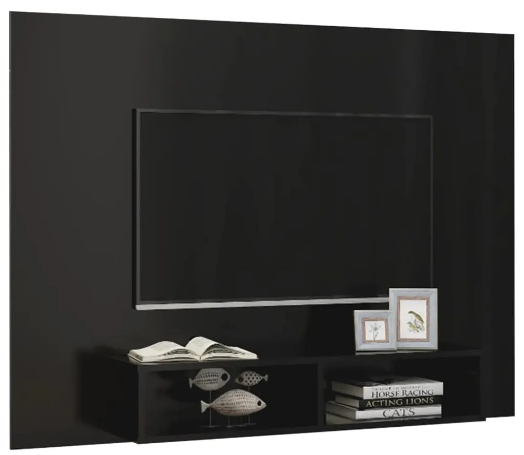 vidaXL Έπιπλο Τηλεόρασης Τοίχου Μαύρο 135 x 23,5 x 90 εκ. Μοριοσανίδα