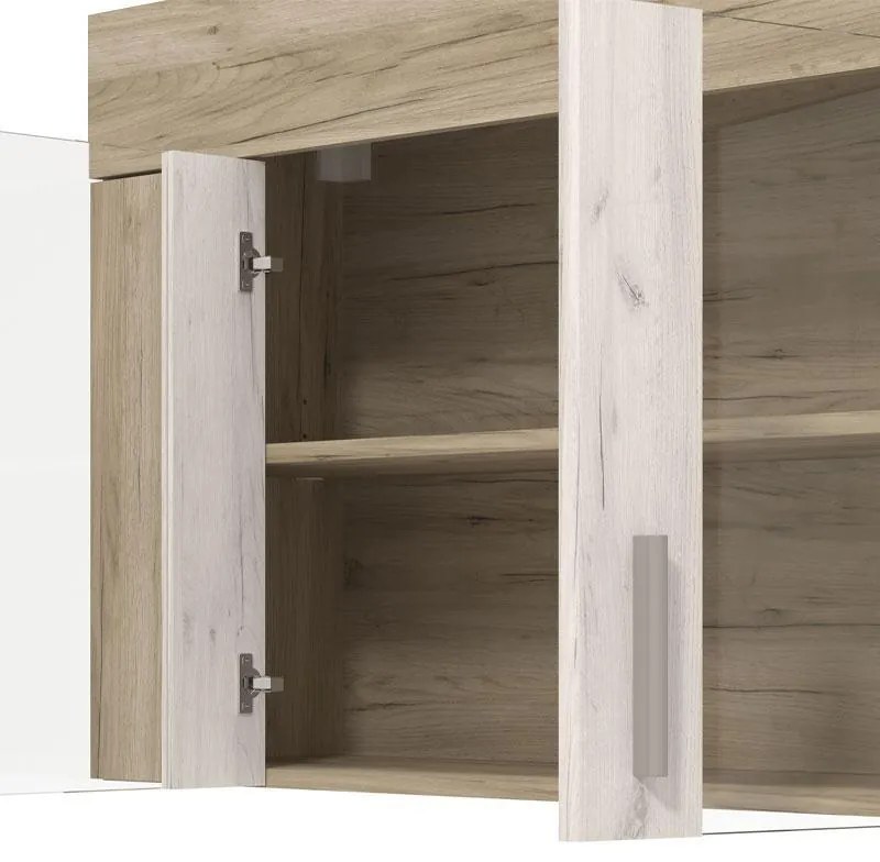 Σύνθεση κουζίνας LEONA 180 Grey oak - White oak 180x60x200 εκ. 180x60x200 εκ.