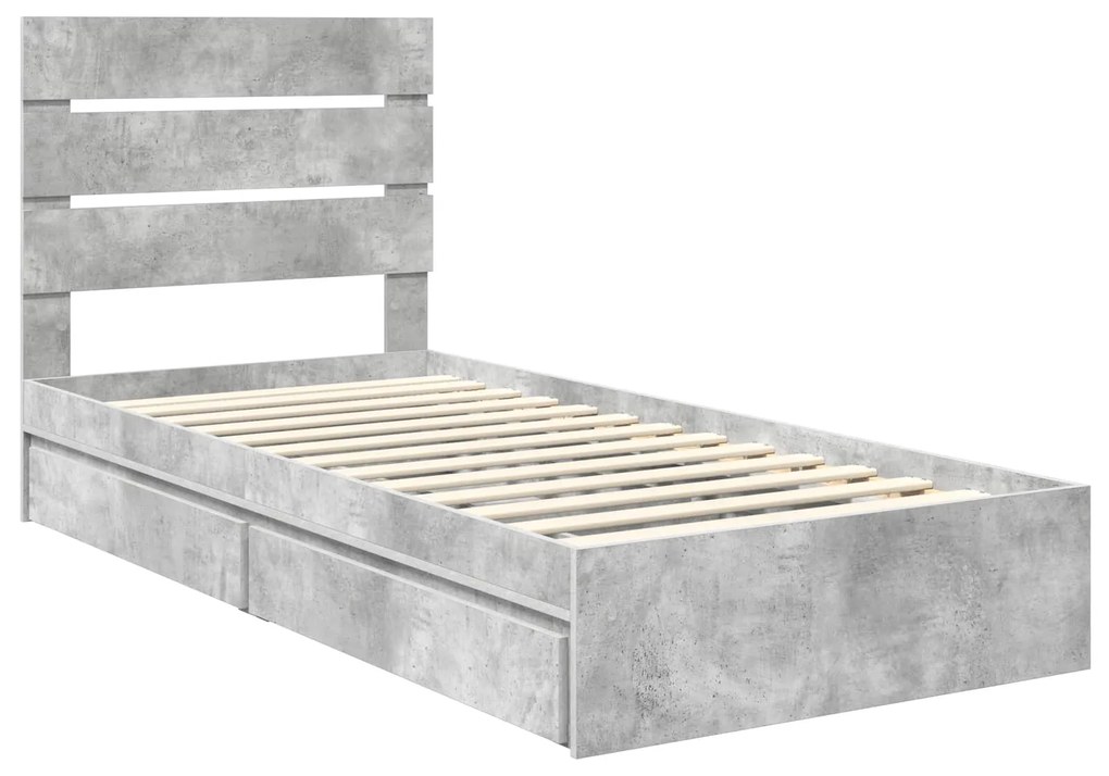 vidaXL Κρεβάτι Αποθήκης Σκυρόδεμα Γκρι 100 x 200 cm Επεξεργασμένο ξύλο