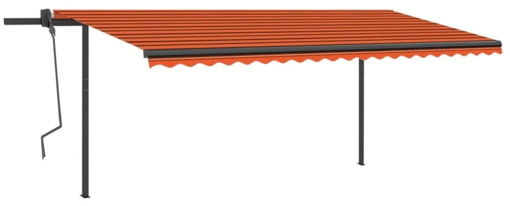 vidaXL Τέντα Συρόμενη Χειροκίνητη με LED Πορτοκαλί / Καφέ 5x3 μ.