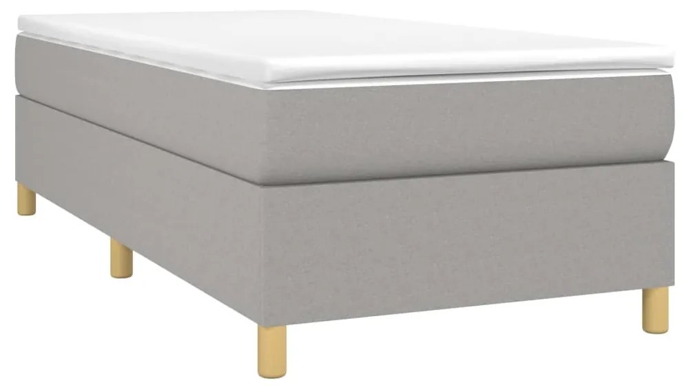 vidaXL Κρεβάτι Boxspring με Στρώμα Ανοιχτό Γκρι 90x190 εκ. Υφασμάτινο