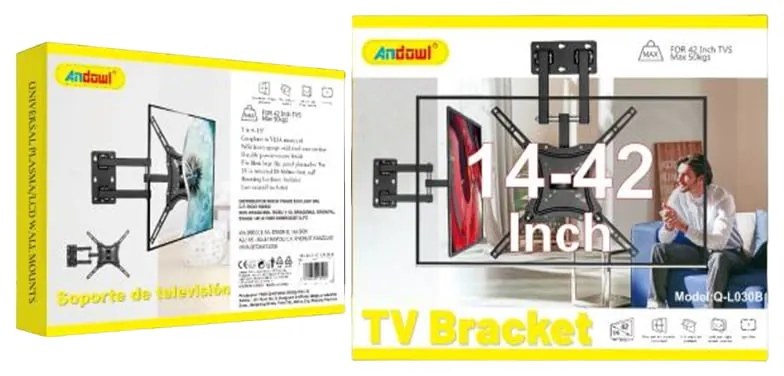 Andowl Q-L030B Βάση Τηλεόρασης Τοίχου με Βραχίονα έως 42&quot; και 50kg 14-42Inch - TV Stand Wall Mount Bracket