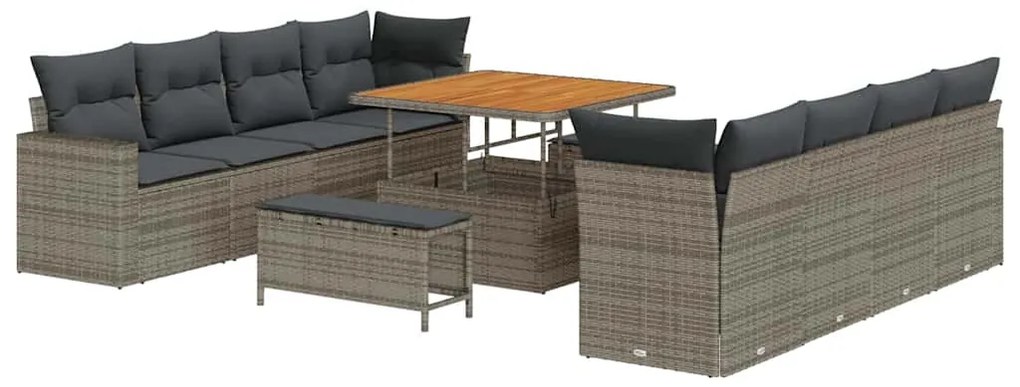 vidaXL Σετ Καναπέ Κήπου με μαξιλάρι 11 pcs Γκρι 100 x 100 x 71 cm