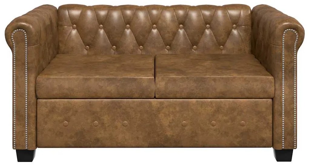 vidaXL Διθέσιος και Τριθέσιος Καναπές Chesterfield Σετ Καφέ