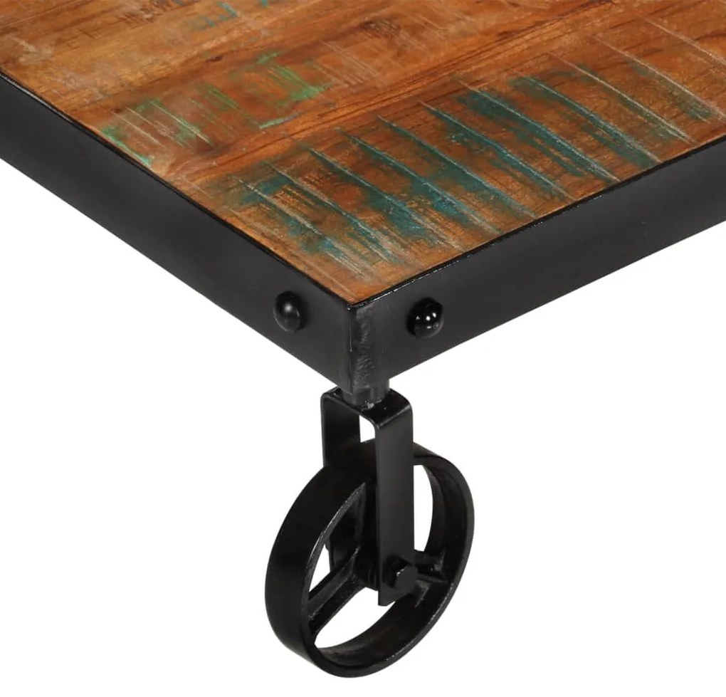 Τραπέζι Σαλονιού με Τροχούς 100x60x26 εκ. Μασίφ Ανακυκλ. Ξύλο - Καφέ