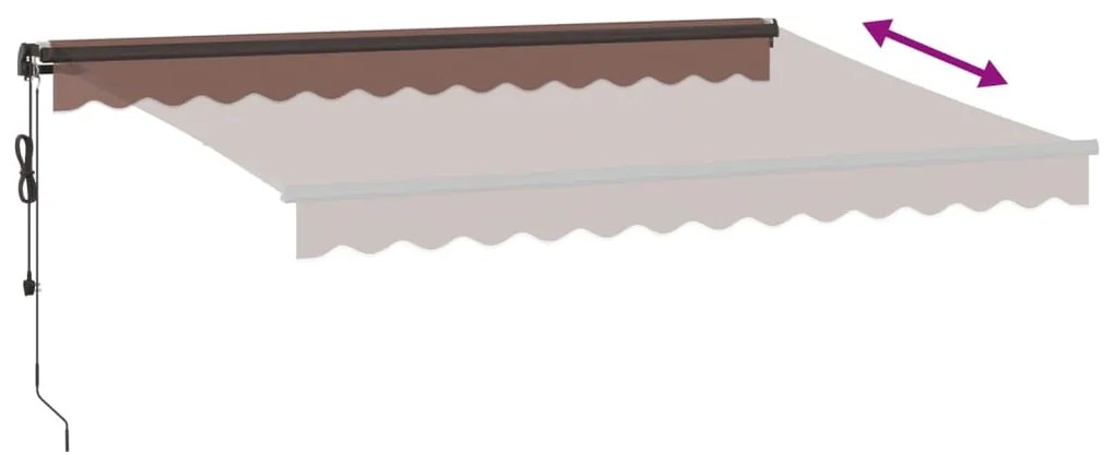 vidaXL Τέντα Πτυσσόμενη Αυτόματη με LED Καφέ 350x250 εκ.