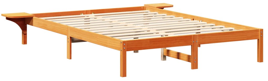 vidaXL Πλαίσιο κρεβατιού με κομοδίνα Καστανό 140 x 200 εκ Κερωτό καφέ