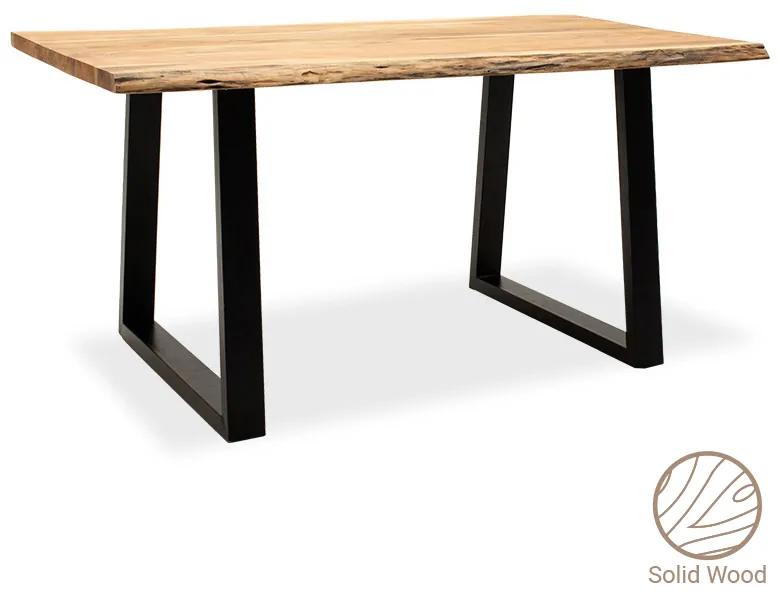 Τραπέζι Miles pakoworld μασίφ ξύλο 4εκ καρυδί-πόδι μαύρο 160x90x79εκ - Ξύλο -  113-000006