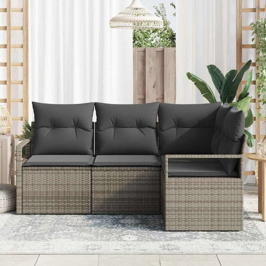 vidaXL Σετ Καναπέ Κήπου 4 pcs Γκρι Πολυ ράταν