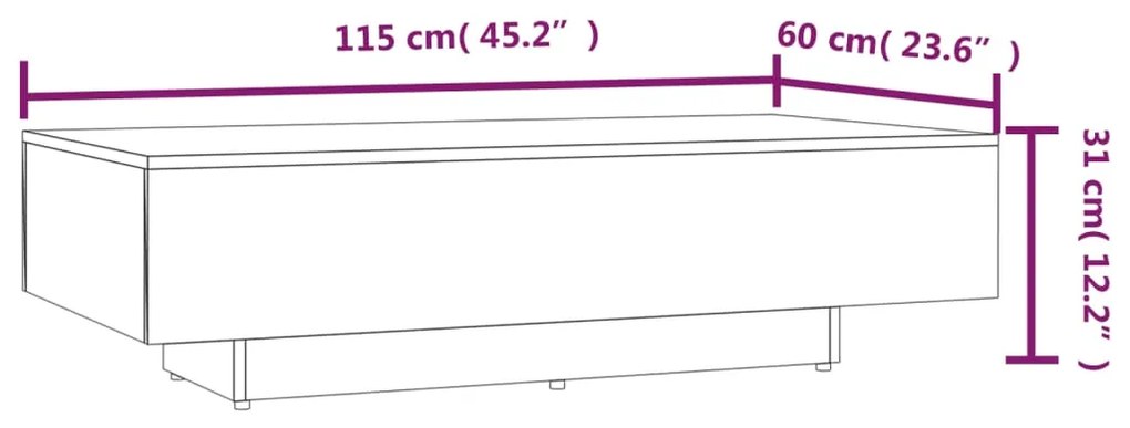 Τραπεζάκι Σαλονιού Καπνιστή Δρυς 100x49,5x31 εκ. Επεξεργ. Ξύλο - Καφέ