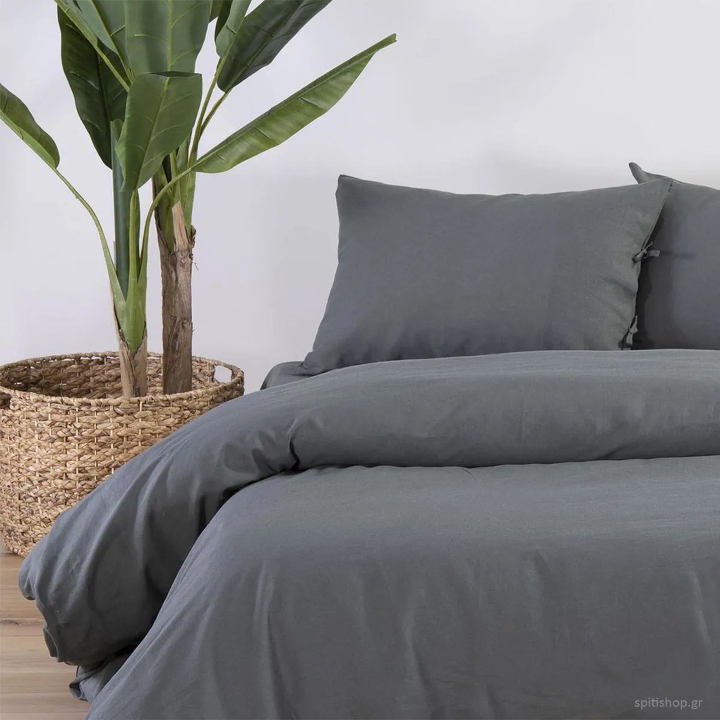 Σεντόνι King Size Επίπεδο (270x280) Nef-Nef Homeware Cotton Linen Γκρι