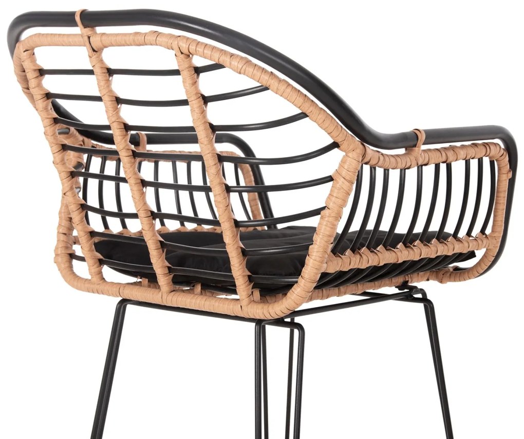 ΣΚΑΜΠΟ ΜΠΑΡ ALLEGRA  ΜΕΤΑΛΛΟ&amp;ΜΑΞΙΛΑΡΙ ΜΑΥΡΟ-WICKER ΜΠΕΖ 55x54x108Υεκ. 55x54x108 εκ.