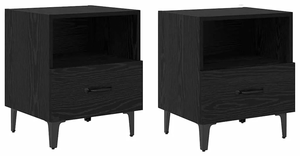vidaXL Κομοδίνο 2 pcs Μαύρη δρυς 40 x 35 x 47.5 εκ Επεξεργασμένο ξύλο