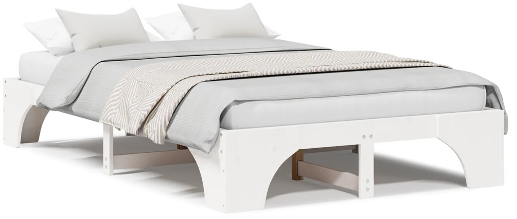vidaXL Κρεβάτι Λευκό Αντοχής ξύλο 120 x 190 cm Κρεβάτι Ορθογώνιο