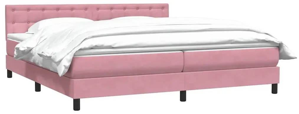 Box Spring κρεβάτι με στρώμα ροζ 200x220 cm Βελούδινο - Ροζ