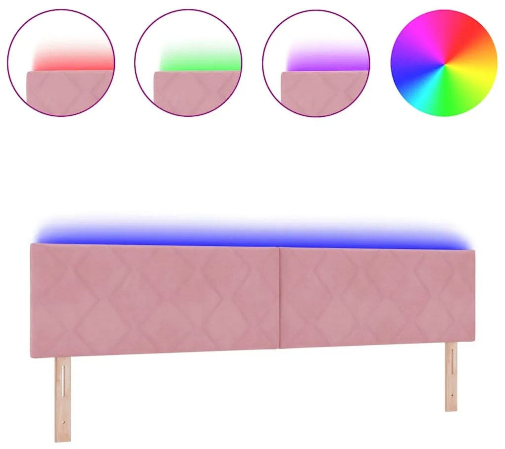 vidaXL LED κεφαλάρι με κεφαλάρι Ροζ 200 cm Τεχνητό Δέρμα