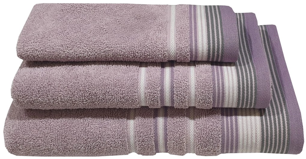 Πετσέτα Βαμβακερή Προσώπου 50x90εκ. Satin Stripe Lilac Komvos 7005912-8