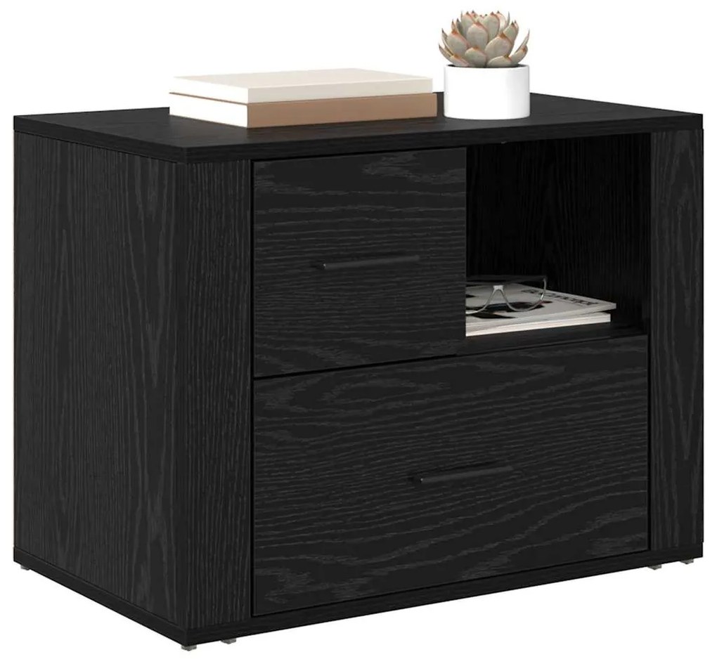vidaXL Κομοδίνο Μαύρη δρυς 60 x 36 x 45 εκ Επεξεργασμένο ξύλο