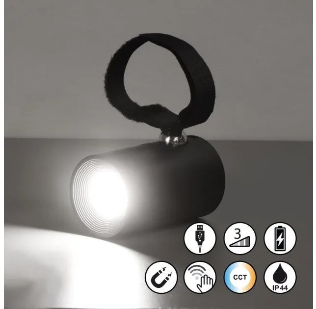 Επαναφορτιζόμενο Σποτ LED 1,5W Μαύρο Φορητό 3CCT Dimmer Μαγνητικό Magnetic 830131 Fischer Honsel-830131-Μαύρο 830131