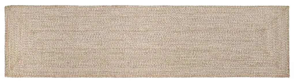 vidaXL Χαλί Φυσικό και λευκό 60 x 400 εκ. Γιούτα