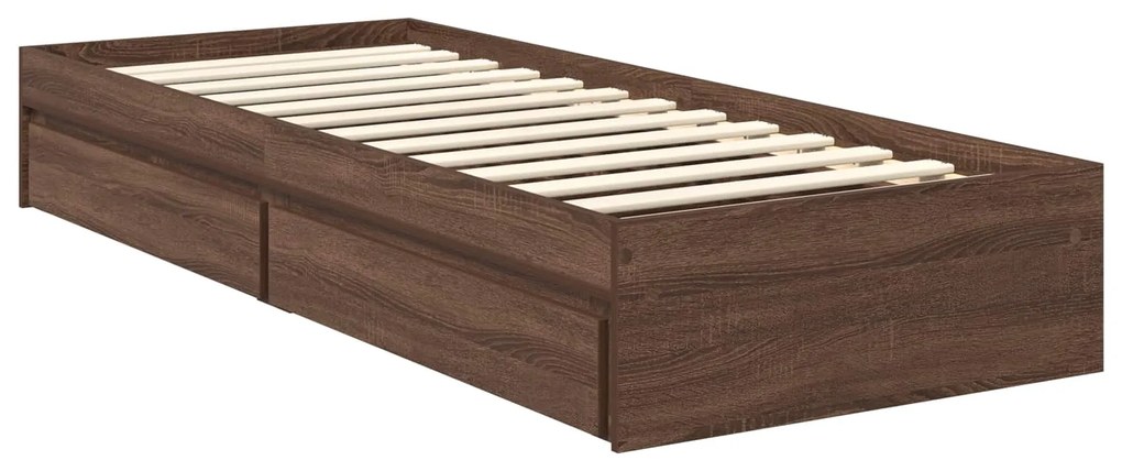 vidaXL Κρεβάτι Αποθήκης Καφέ δρυς 75 x 190 cm Επεξεργασμένο ξύλο