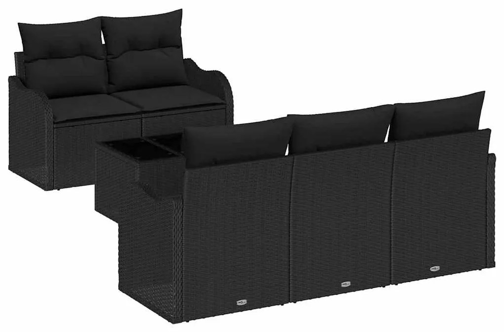 vidaXL Σετ Καναπέ Κήπου 6 pcs Μαύρο Πολυ ράταν