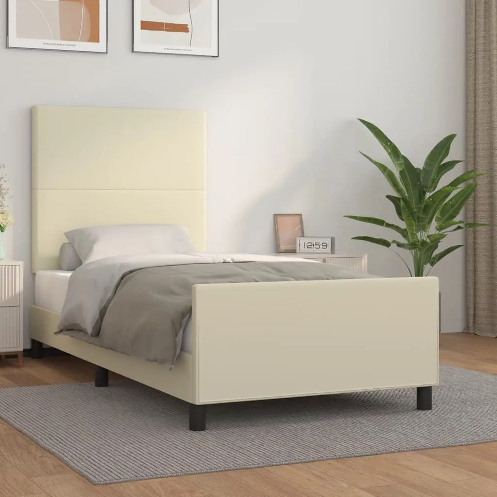 vidaXL Πλαίσιο Κρεβατιού με Κεφαλάρι Κρεμ 80x200 εκ. Συνθετικό Δέρμα