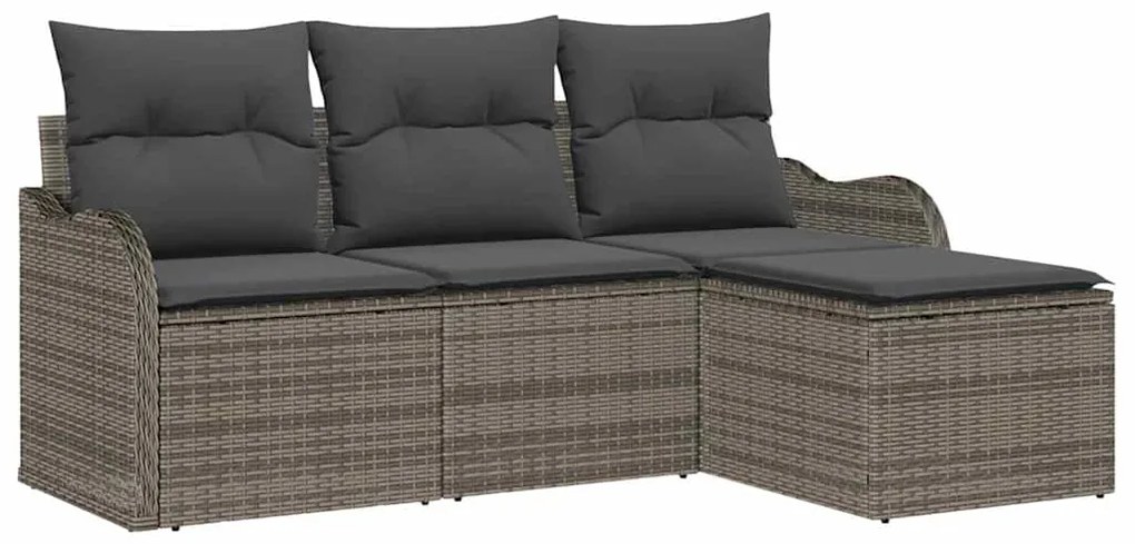 vidaXL Σετ Καναπέ Κήπου με αποθήκευση 4 pcs Γκρι συνθετικό ρατάν