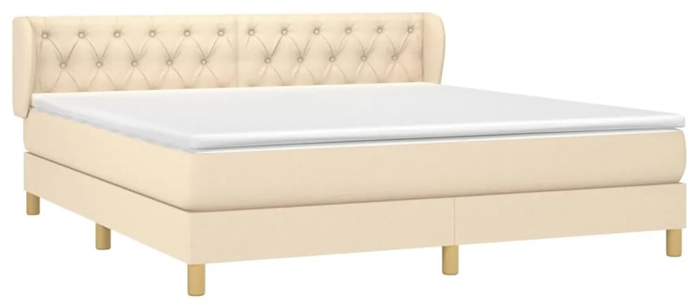 vidaXL Κρεβάτι Boxspring με Στρώμα Κρεμ 160x200 εκ. Υφασμάτινο