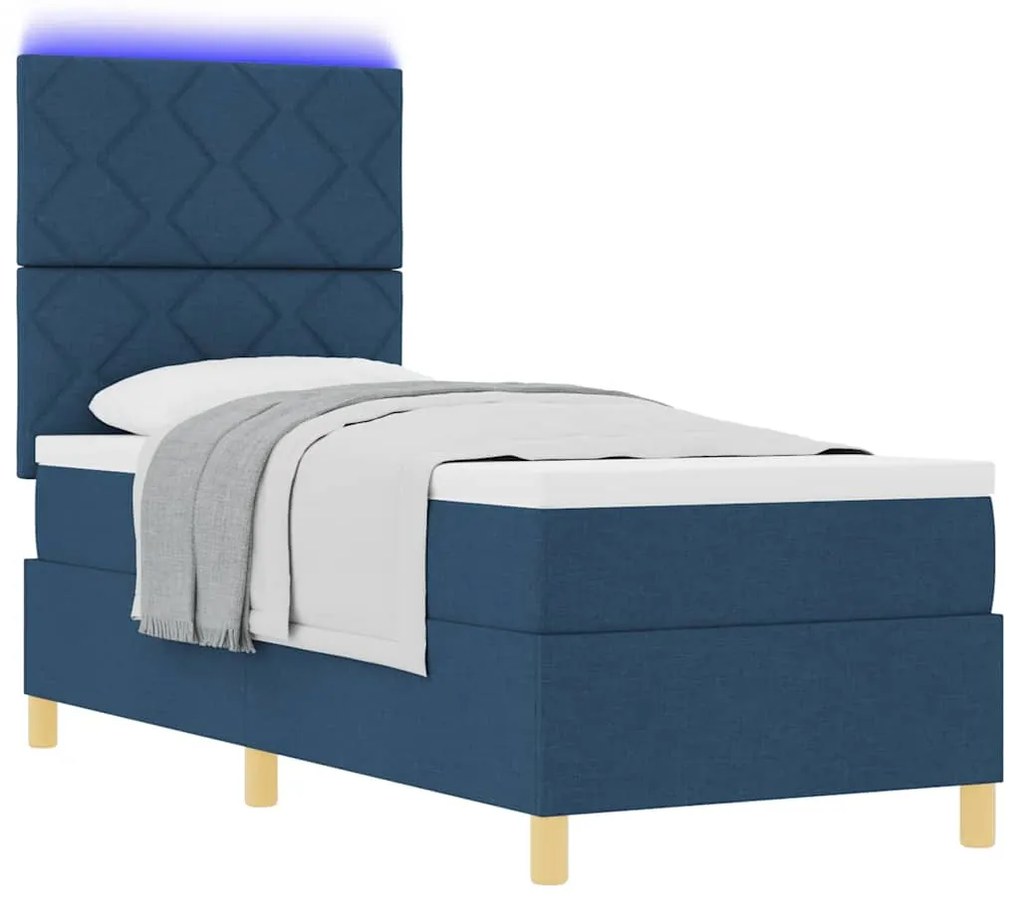 vidaXL Κρεβάτι με ελατήρια με στρώμα Μπλε 80 x 200 cm ύφασμα