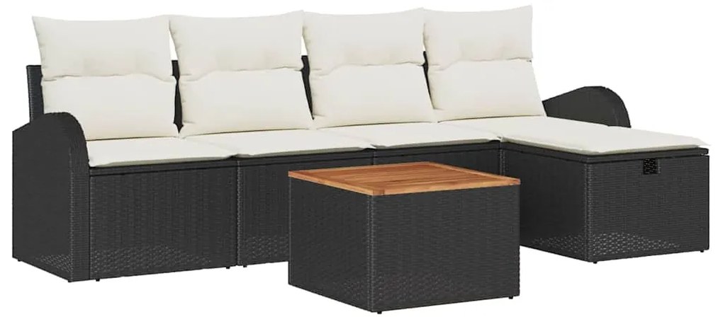 vidaXL Σετ Καναπέ Κήπου με μαξιλάρι 6 pcs Μαύρο Πολυ ράταν