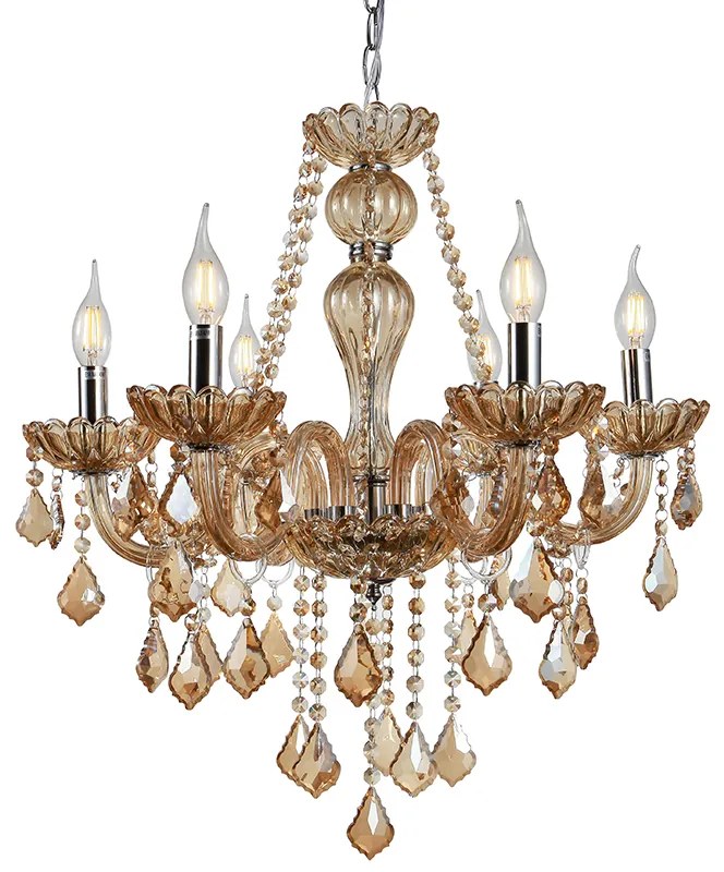 Artekko Chandelier Πολυέλαιος 6φωτος Μελί Κρύσταλλο (60x60x70)cm - 023-3025