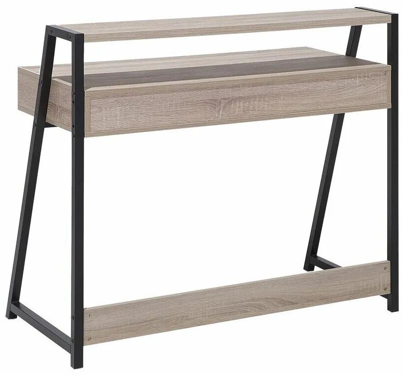 Τραπέζι γραφείου Berwyn 143, Με συρτάρια, 76x100x50cm, 24 kg, Μαύρο, Άσπρο, Ανοιχτό χρώμα ξύλου | Epipla1.gr