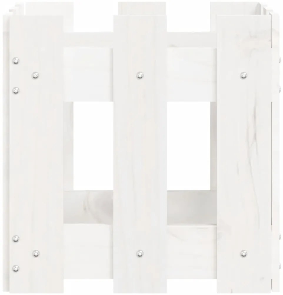 vidaXL Ζαρντινιέρα με Σχέδιο Φράχτη Λευκή 30x30x30 εκ. Μασίφ Πεύκο