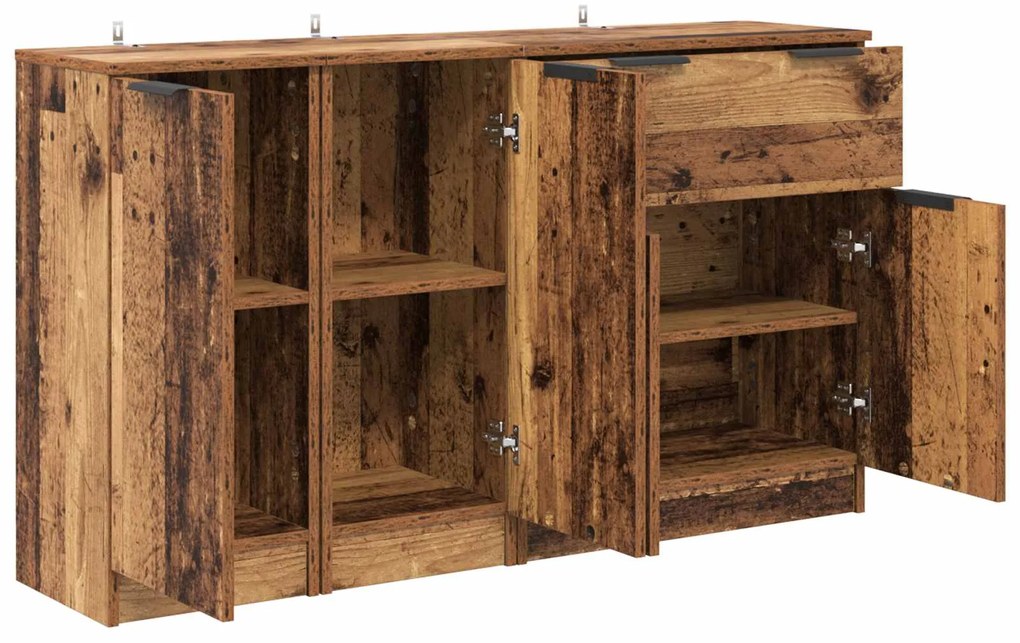 vidaXL Πλαϊνό γραφείο με συρτάρι 3 pcs Παλιό Ξύλο Επεξεργασμένο ξύλο