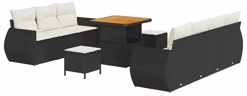 vidaXL Σετ Καναπέ Κήπου 10 pcs Μαύρο συνθετικό ρατάν