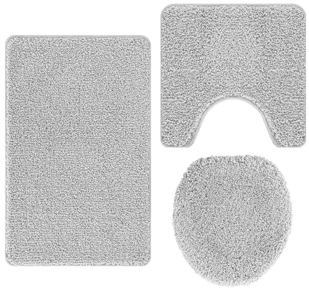 vidaXL Σετ Μάτ Μπάνιου Αντιολισθητικό 3 pcs Γκρι 50 x 50 cm PP