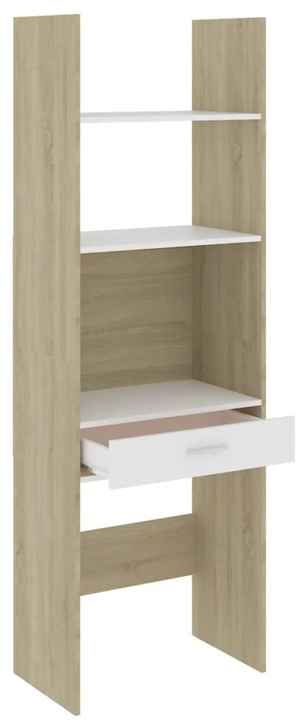 vidaXL Βιβλιοθήκη Λευκό/Sonoma Δρυς 60 x 35 x 180 εκ. από Μοριοσανίδα
