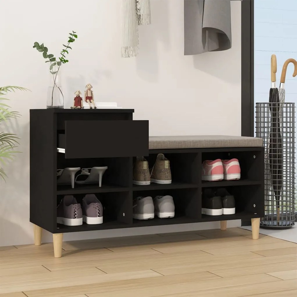vidaXL Παπουτσοθήκη Μαύρο 102x36x60 εκ. από Επεξεργασμένο Ξύλο
