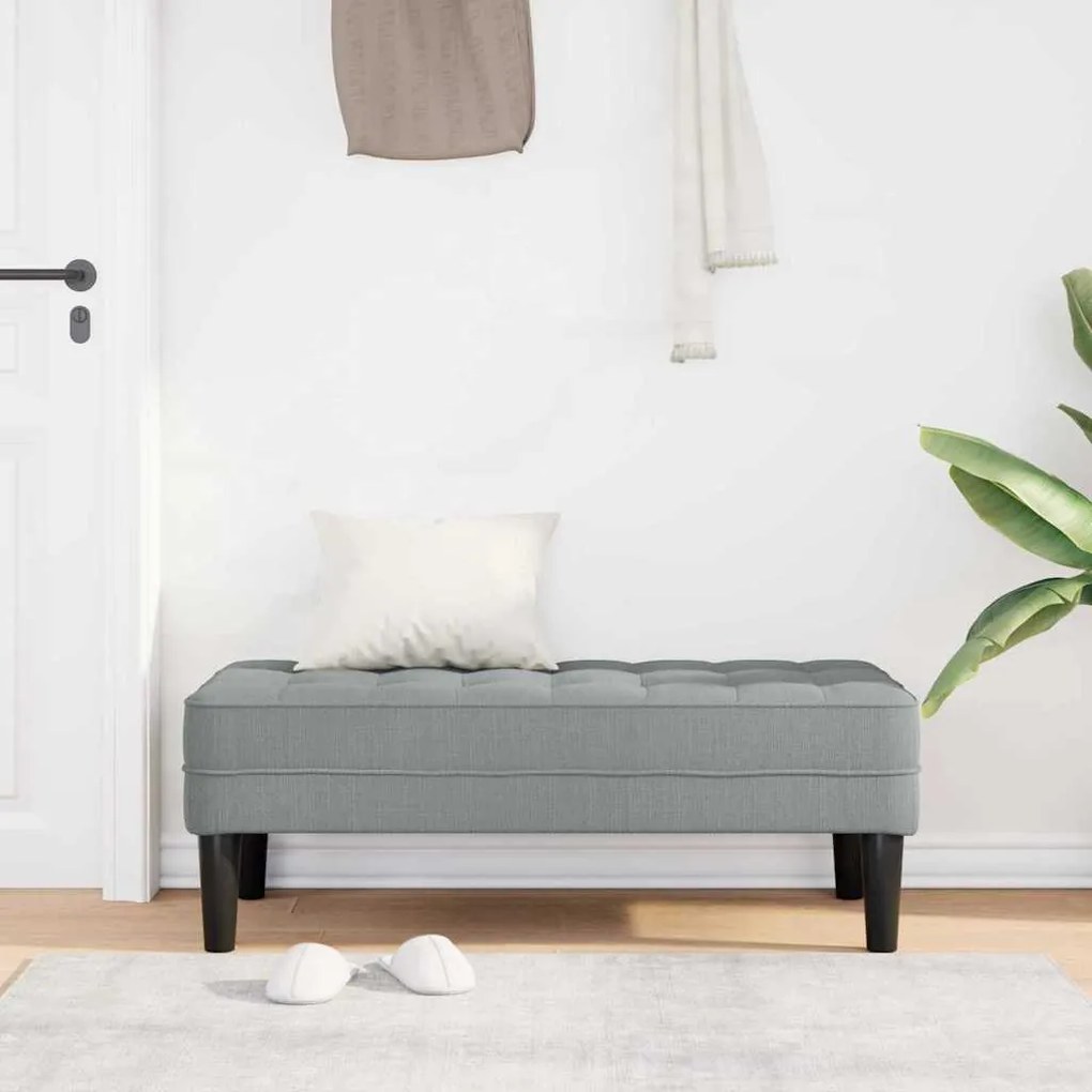 vidaXL παγκάκι με μαξιλάρι Ανοιχτό γκρι 113 x 57 x 39 εκ. ύφασμα