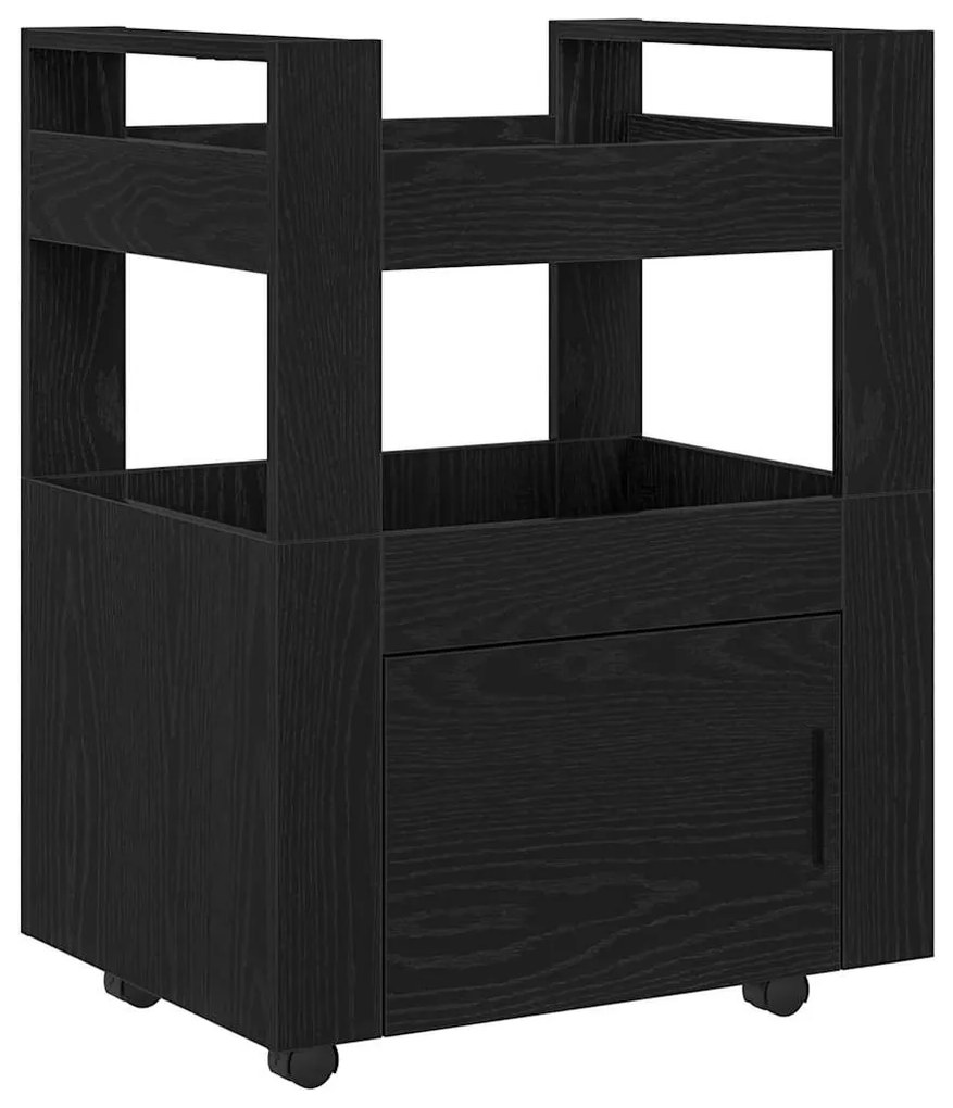 vidaXL Καρότσι Κουζίνας Μαύρη δρυς 60 x 45 x 80 εκ Επεξεργασμένο ξύλο