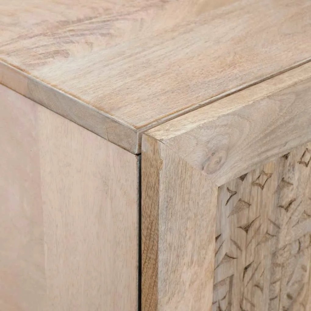 vidaXL Highboard με συρτάρι Λευκό 60 x 33 x 100 εκ. Μασίφ ξύλο μάνγκο