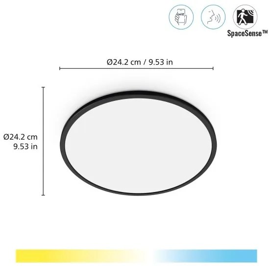 Έξυπνο Φωτιστικό Οροφής Πλαφονιέρα LED 14W Μαύρο 3CCT Dimmable Super Slim 929002685022 Wiz-929002685022-Μαύρο 929002685022