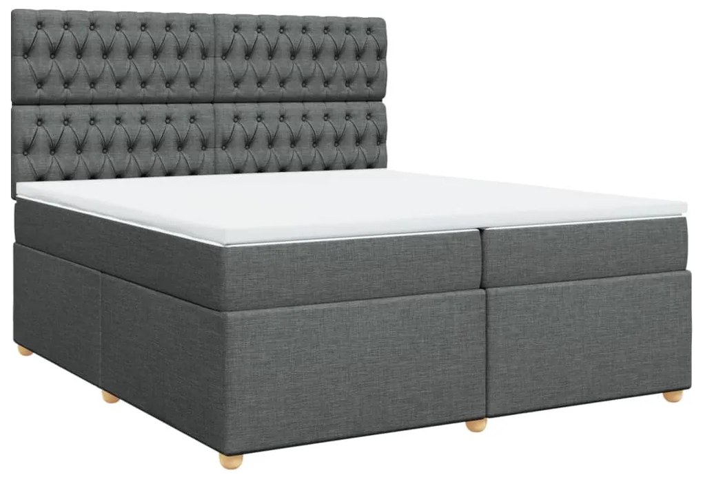 vidaXL Κρεβάτι Boxspring με Στρώμα Σκούρο Γκρι 200x200 εκ. Υφασμάτινο