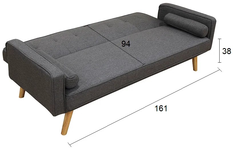 RONY GREY ΥΦΑΣΜΑ ΚΑΝΑΠΕΣ-ΚΡΕΒΑΤΙ 179X80εκ. ΚΑΝΑΠΕΣ 179Χ80Χ75εκ.- ΚΡΕΒΑΤΙ 161Χ94Χ38εκ.