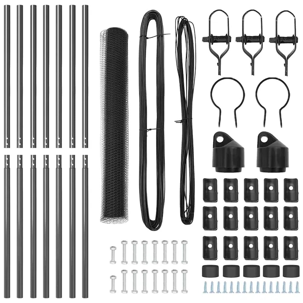vidaXL Στύλος Περιφράξεων Γκρι 10 x 1 μ (πλέγμα 13 mm) Χάλυβας και PVC