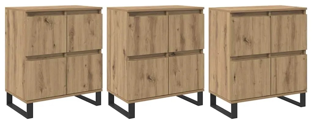 vidaXL Πλαϊνό γραφείο 3 pcs Artisan Oak 60 x 35 x 70 cm