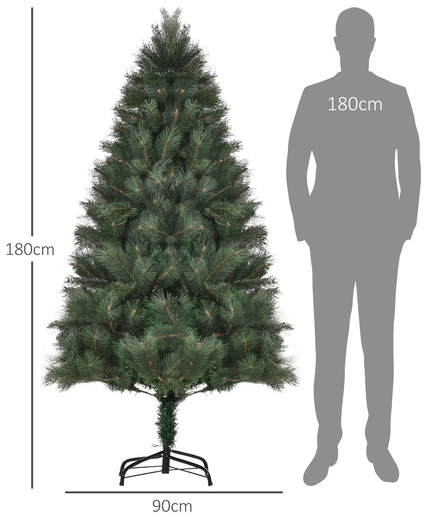 HOMCOM Χριστουγεννιάτικο Δέντρο Ø90 x 180 cm, τεχνητό έλατο, ρεαλιστικό φύλλωμα, Πράσινο